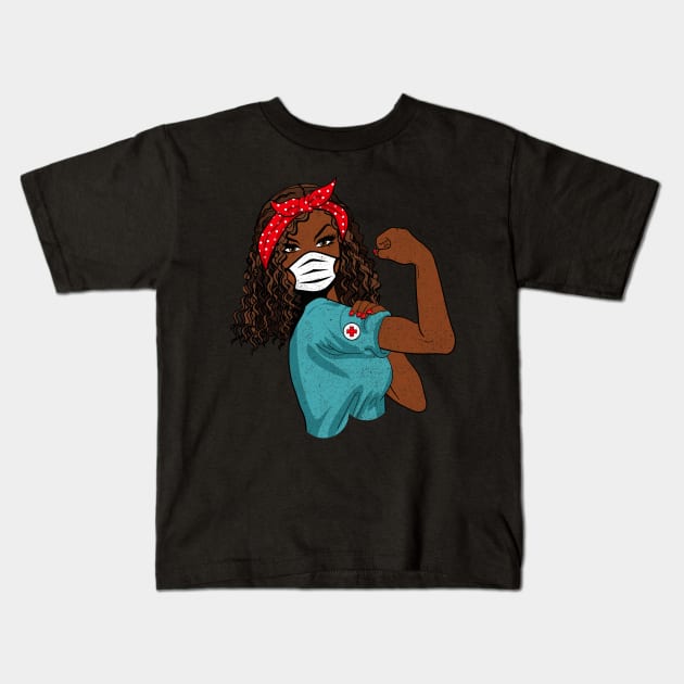 Retro Black Nurse With Mask Kids T-Shirt by Tingsy